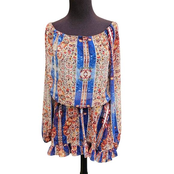 Show Me Your Mumu Leelee Ruffle Mini Dress Off Shoulder Sheer Size Small - Picture 2 of 8